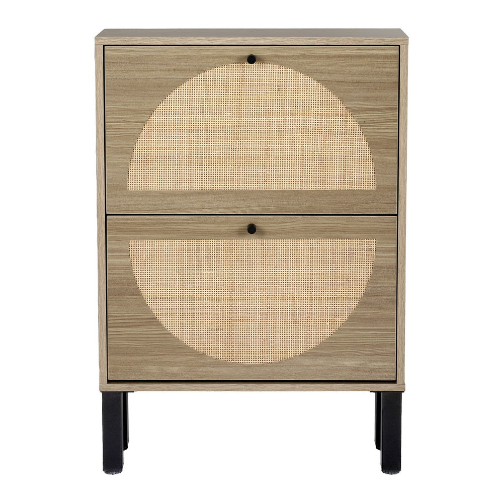 Shoe Storage: Artiss Shoe Rack Cabinet 2 Drawers Rattan 6 Pairs