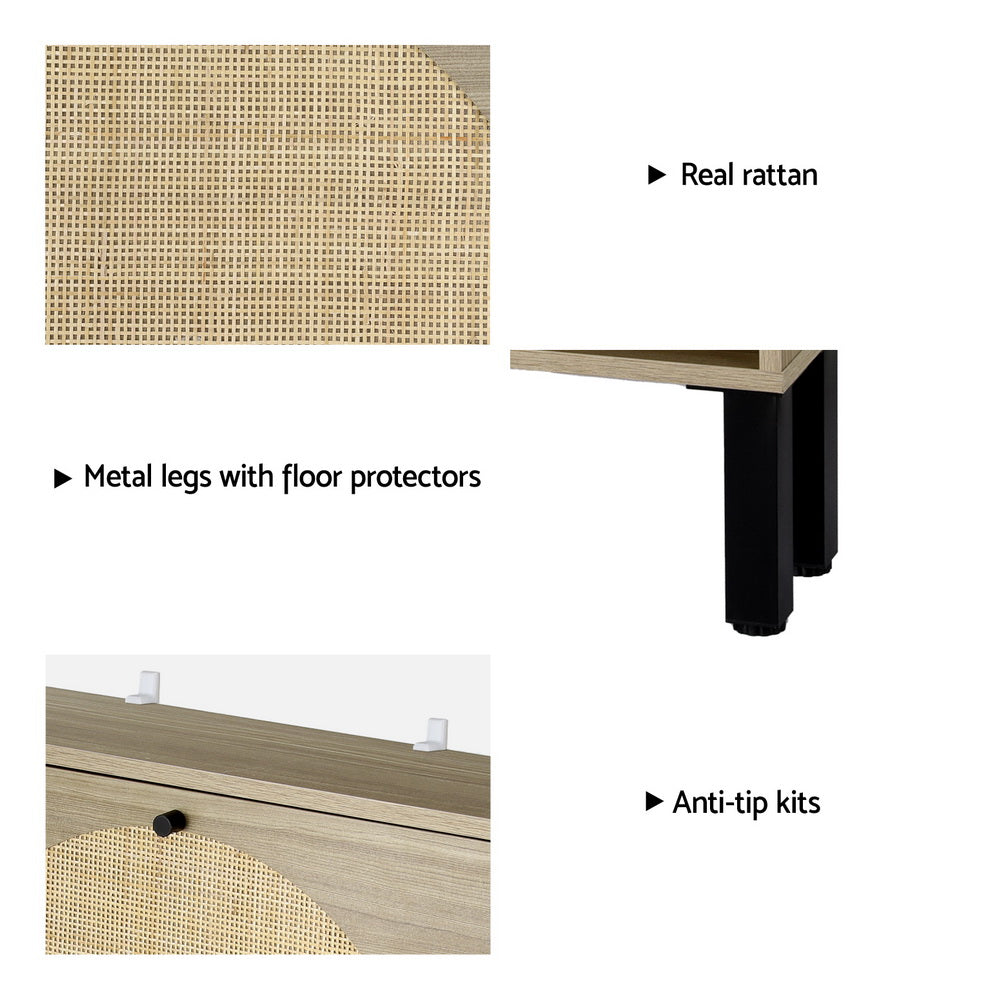 Shoe Storage: Artiss Shoe Rack Cabinet 2 Drawers Rattan 6 Pairs