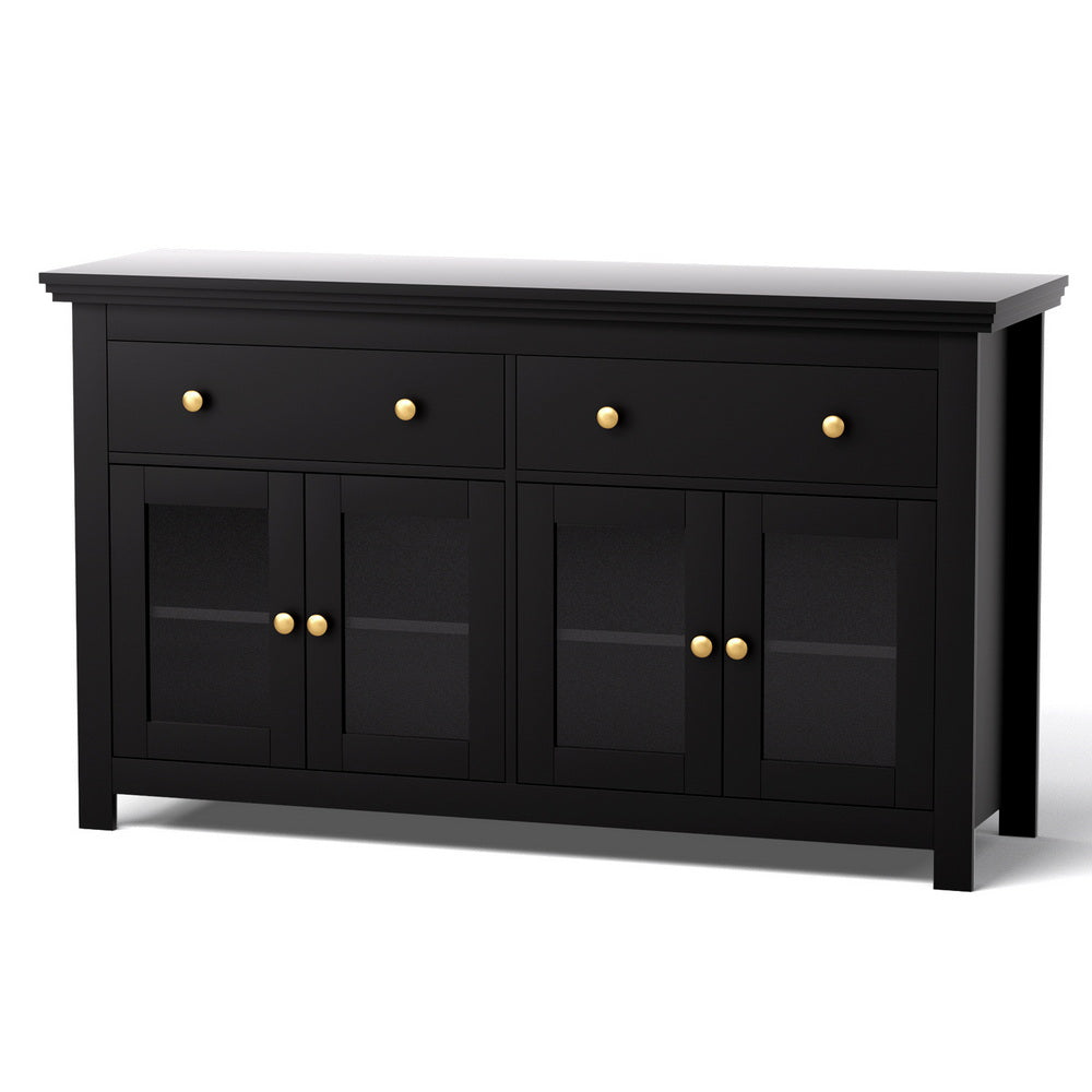 Buffets & Sideboards: Artiss Buffet Sideboard Storage Cabinet Kitchen Cupboard Clear Door Drawer Black