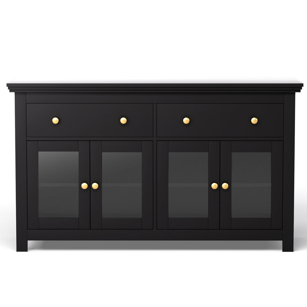 Buffets & Sideboards: Artiss Buffet Sideboard Storage Cabinet Kitchen Cupboard Clear Door Drawer Black