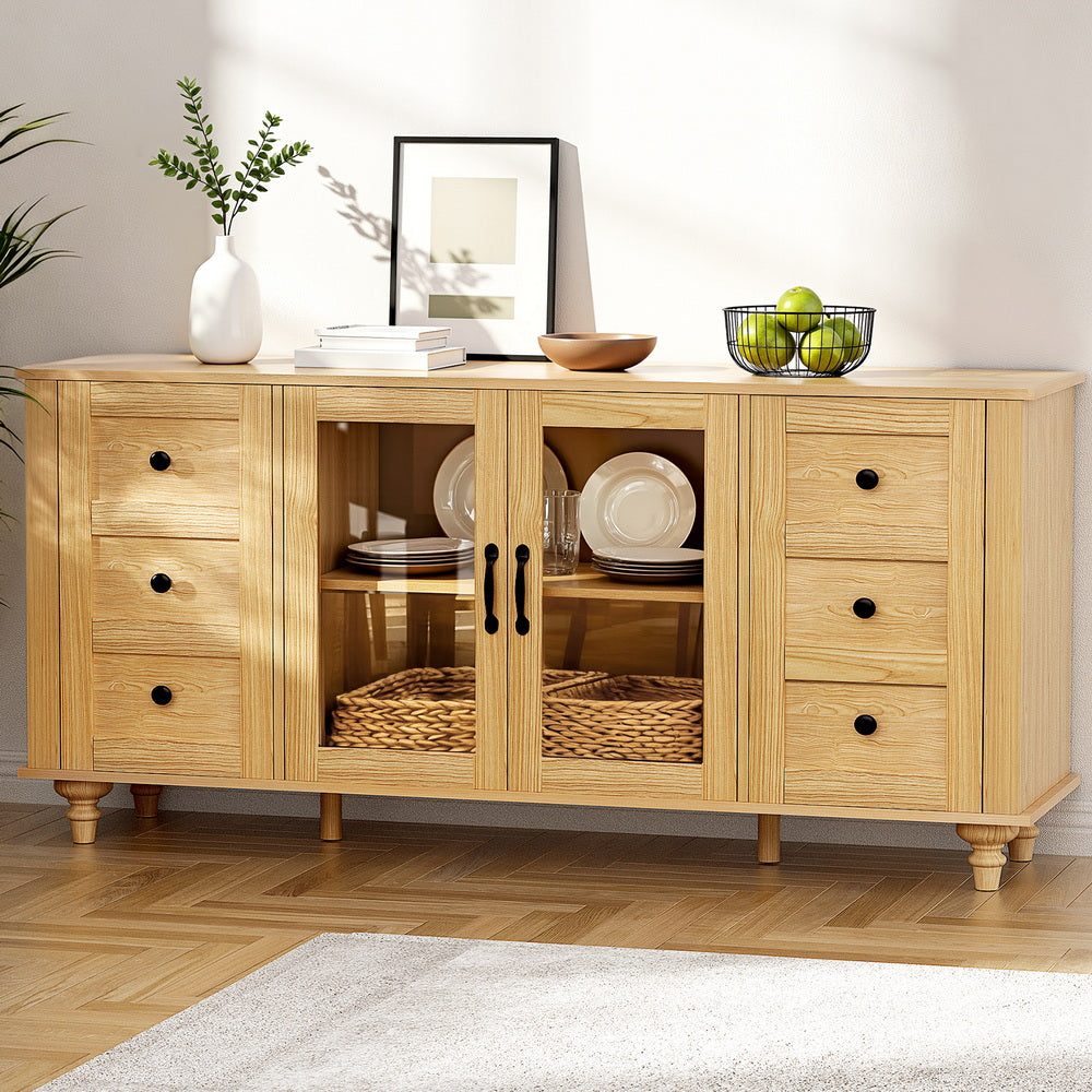 Buffets & Sideboards: Artiss Buffet Sideboard Storage Cabinet Kitchen Cupboard Faux Drawer 150CM Pine