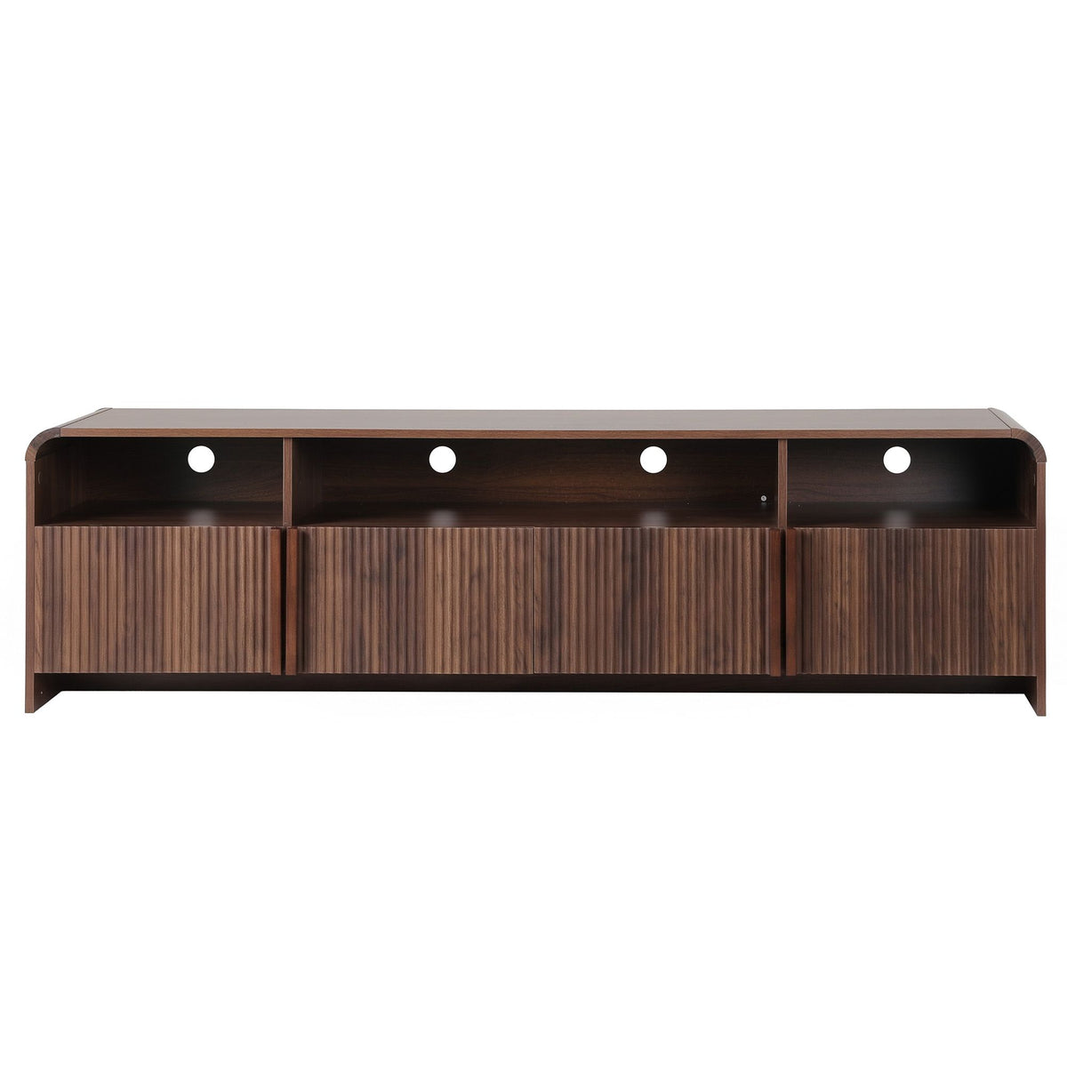 Artiss 180cm TV Unit Storage Cabinet Shelf Fluted Front Rounded Edge Anti-tip Kit Walnut