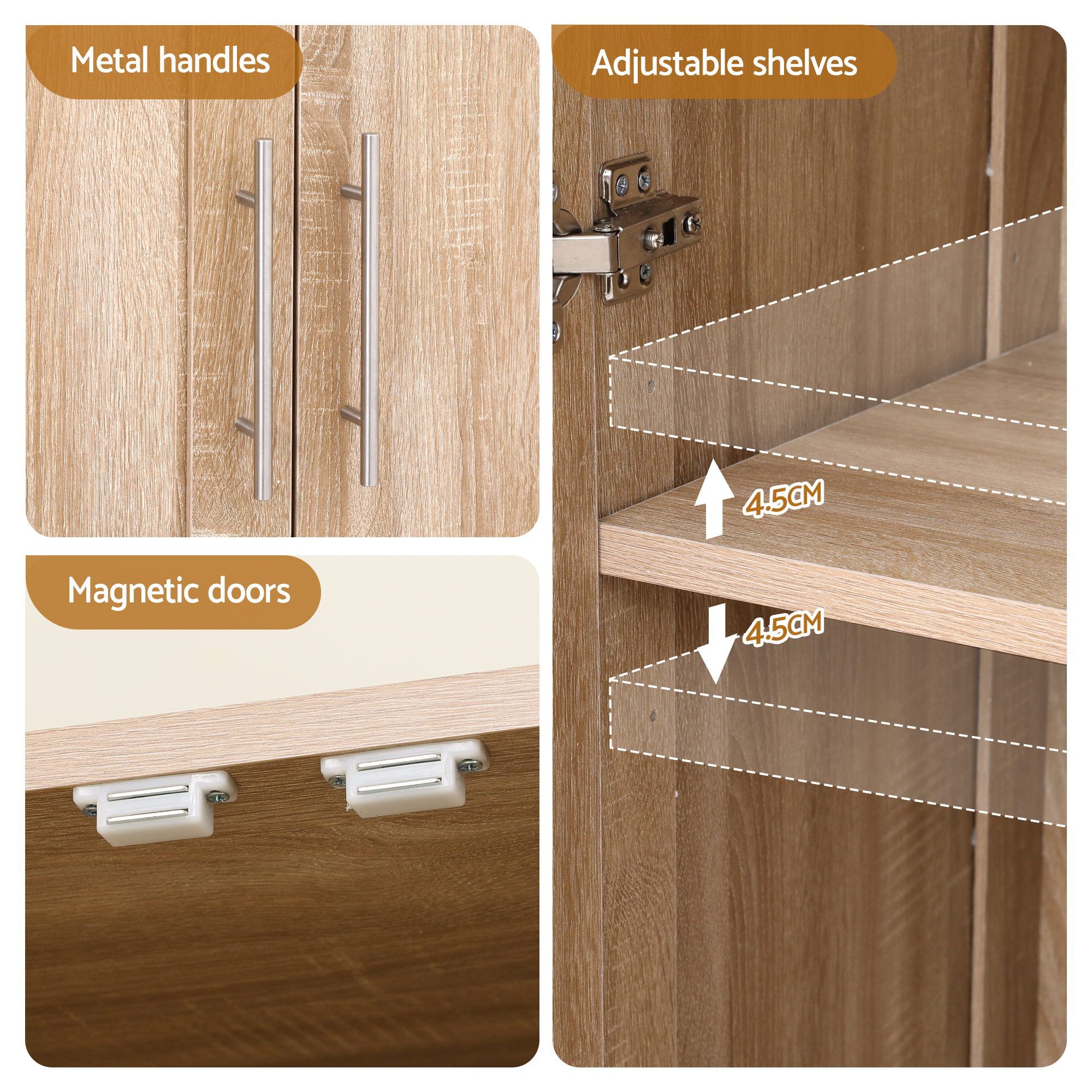 Artiss 2x Buffet Sideboard Cabinet Pantry Hutch Kitchen Storage Organiser Pine