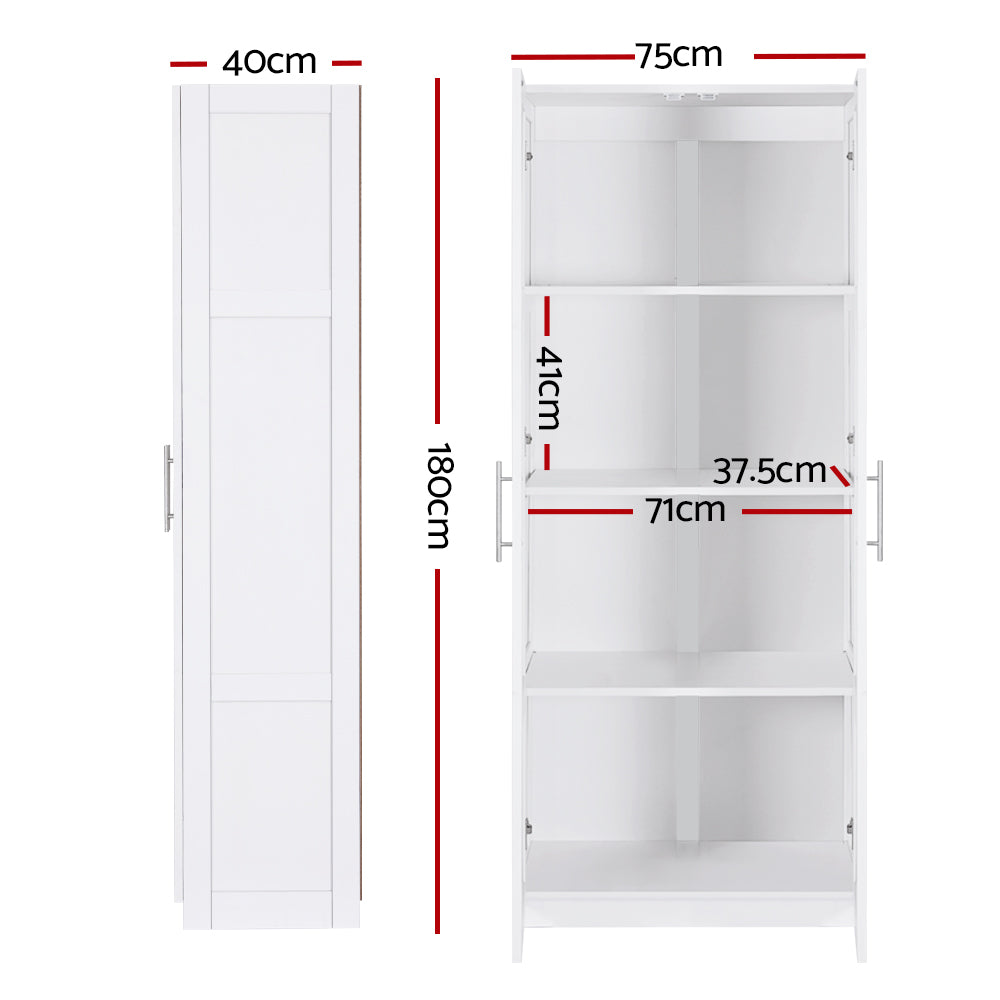 Clothing & Wardrobe Storage: Artiss 2 Door Buffet Sideboard Cupboard Cabinet Pantry White