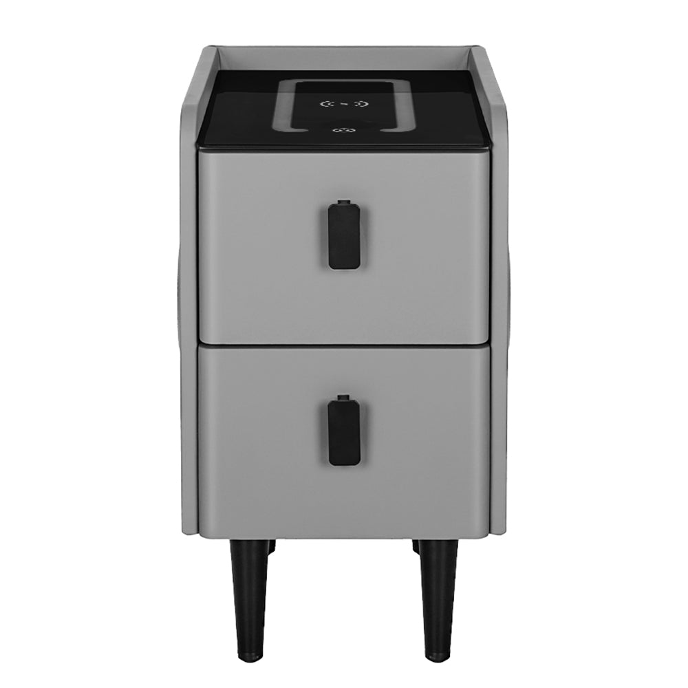 Bedside Tables: Artiss Smart Bedside Table 2 Drawers with Wireless Charging Ports LED Grey AIDA