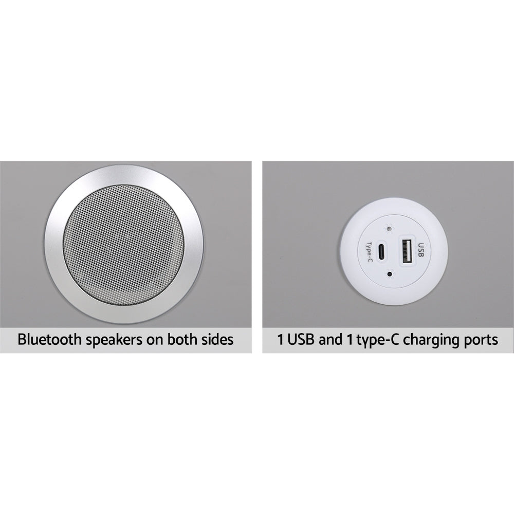 Bedside Tables: Artiss Smart Bedside Table 2 Drawers with Wireless Charging Ports LED Grey AIDA