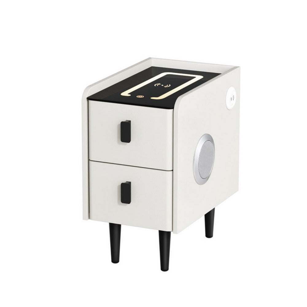 Bedside Tables: Artiss Smart Bedside Table with Wireless Charging - AIDA White