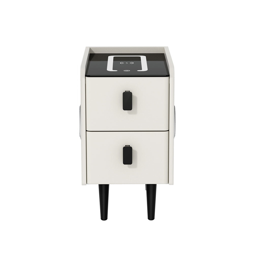 Bedside Tables: Artiss Smart Bedside Table with Wireless Charging - AIDA White