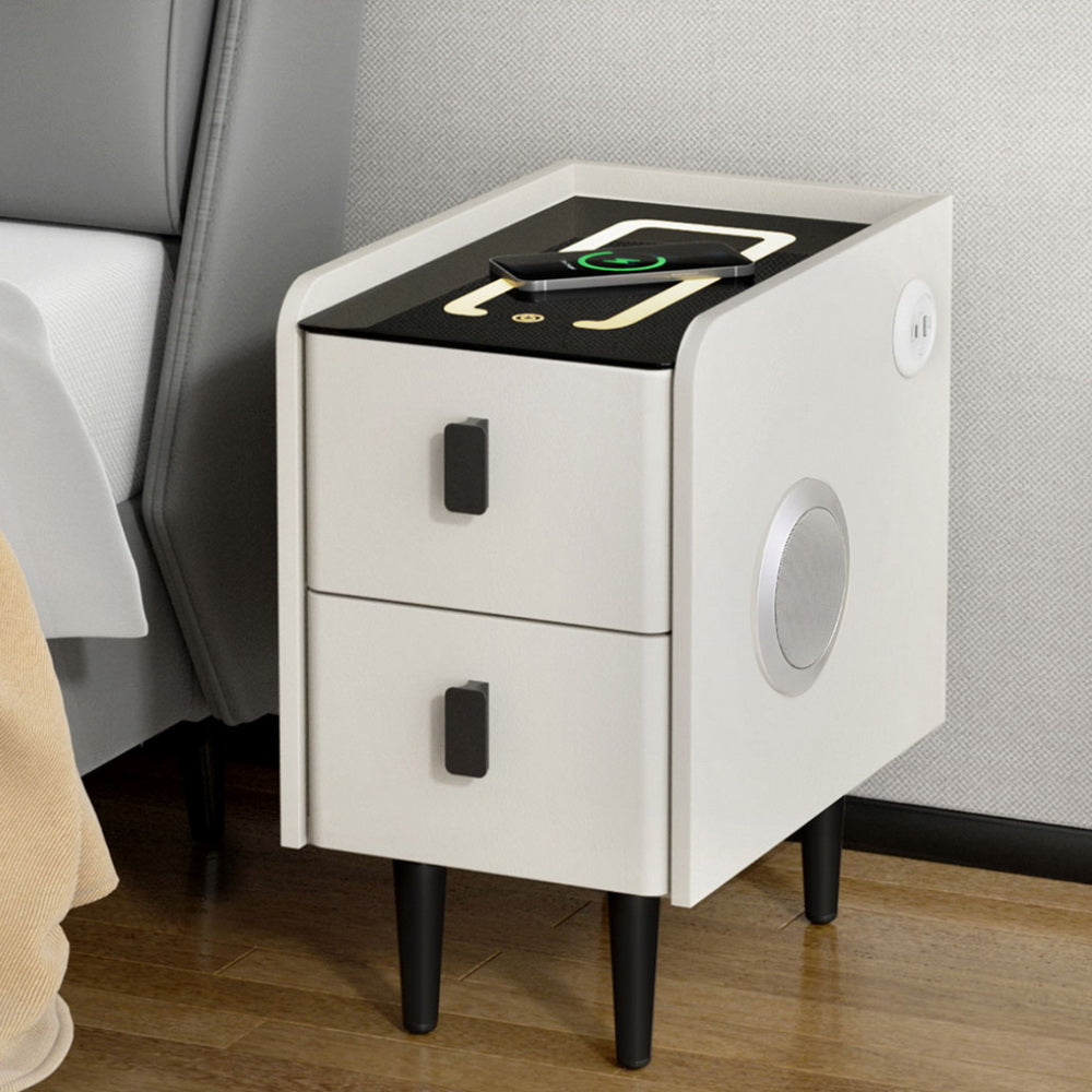 Bedside Tables: Artiss Smart Bedside Table with Wireless Charging - AIDA White