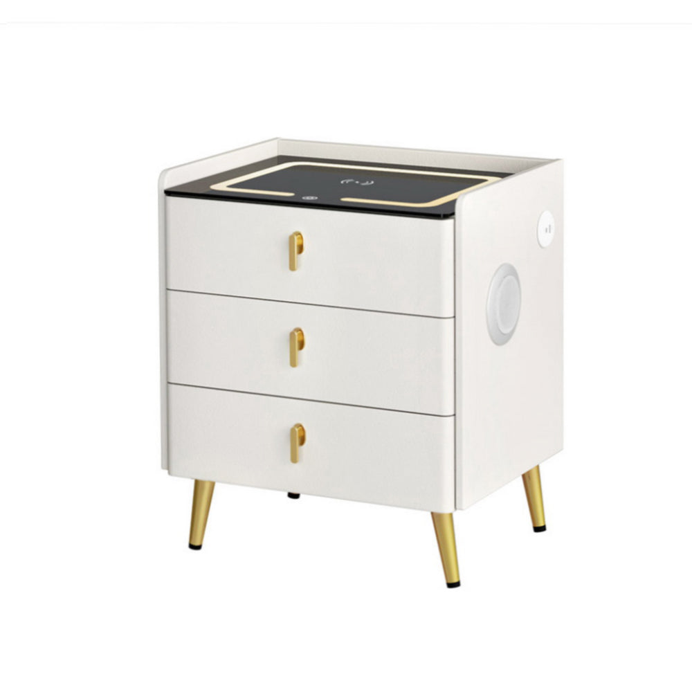 Bedside Tables: Artiss Bedside Table Wireless Charging - ALMA White