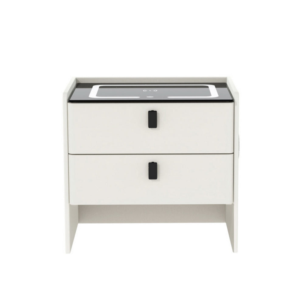 Bedside Tables: Artiss Smart Bedside Table Wireless Charging - BESS White
