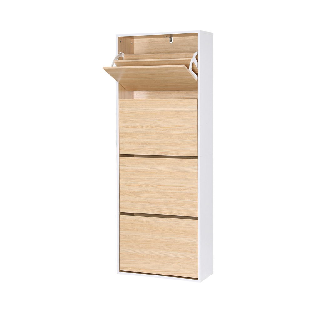 Shoe Storage: Artiss Shoe Rack Cabinet 24 Pairs Adjustable Shelf Pine