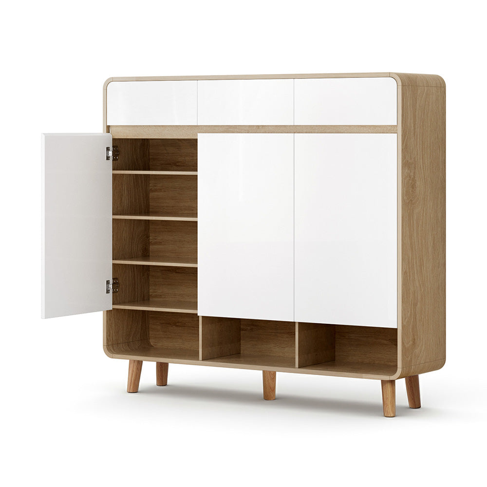 Shoe Storage: Artiss Shoe Rack Cabinet 25 Pairs Storage Cupboard Pine&White