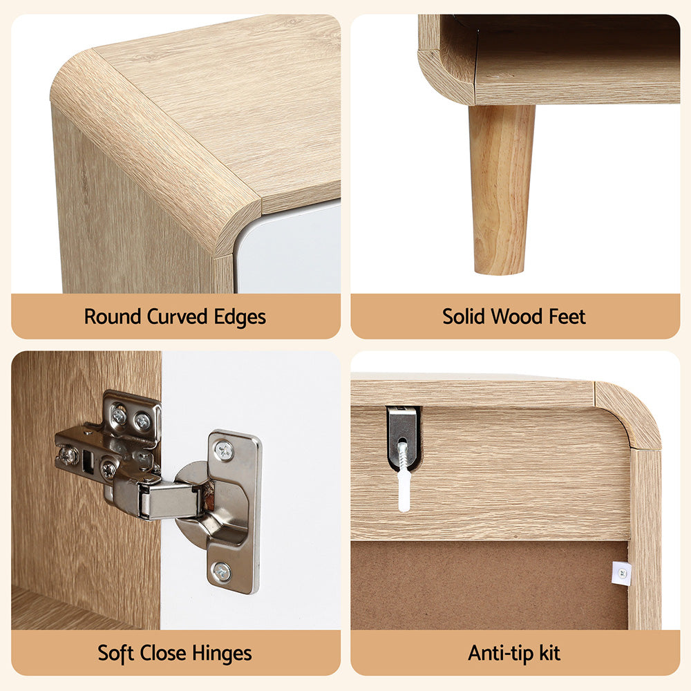 Shoe Storage: Artiss Shoe Rack Cabinet 25 Pairs Storage Cupboard Pine&White
