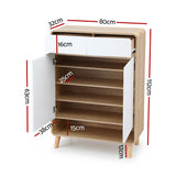 Artiss Shoe Rack Cabinet 20 Pairs Storage Cupboard Pine&White