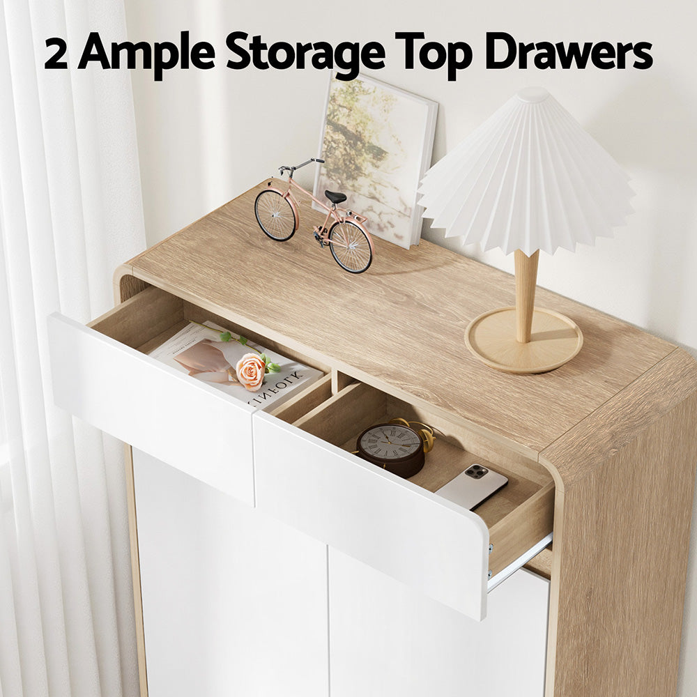Shoe Storage: Artiss Shoe Rack Cabinet 20 Pairs Storage Cupboard Pine&White
