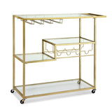 Kitchen & Dining Trolleys: Artiss Bar Cart Drink Trolley Serving Cocktail Wine Rack Glass Holder 102cm Gold
