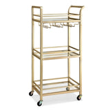Kitchen & Dining Trolleys: Artiss Kitchen Island Cart Trolley Rolling Serving Storage Wine Glass 43cm Gold