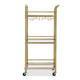 Kitchen & Dining Trolleys: Artiss Kitchen Island Cart Trolley Rolling Serving Storage Wine Glass 43cm Gold