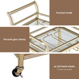 Kitchen & Dining Trolleys: Artiss Kitchen Island Cart Trolley Rolling Serving Storage Wine Glass 43cm Gold