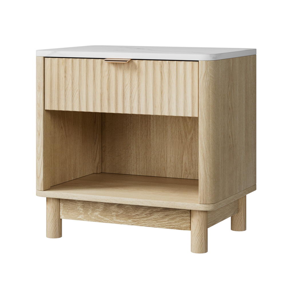 Artiss Bedside Table Nightstand 1 Drawer Shelves Pine