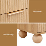 Artiss Rattan Bedside Table 2 Drawers Pine