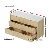 Bathroom Cabinets, Cupboards & Storage: Artiss 6 Chest of Drawers Dresser Table Pine
