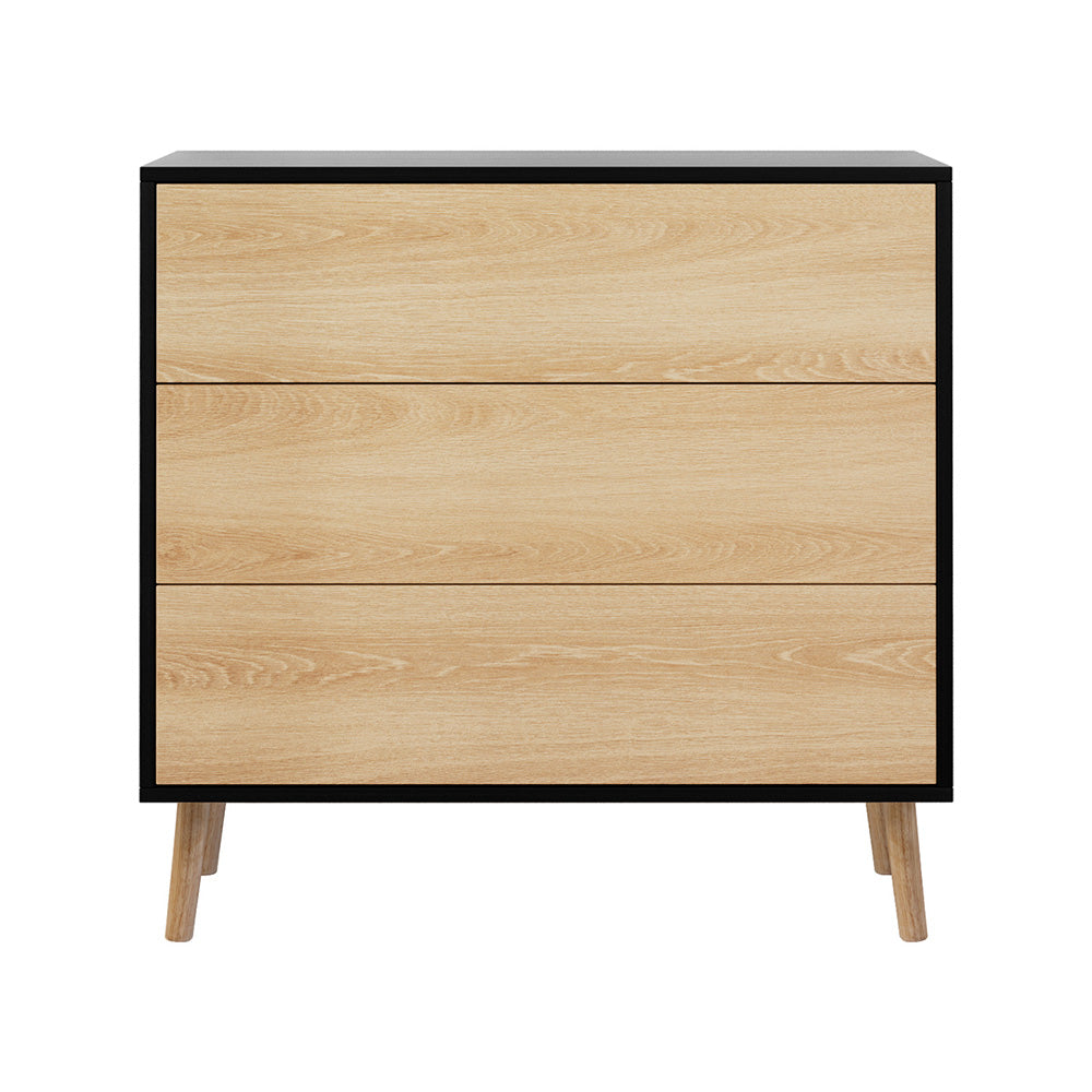 Dressers: Artiss 3 Chest of Drawers Dresser Table Black&Pine