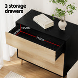 Dressers: Artiss 3 Chest of Drawers Dresser Table Black&Pine