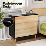 Dressers: Artiss 3 Chest of Drawers Dresser Table Black&Pine