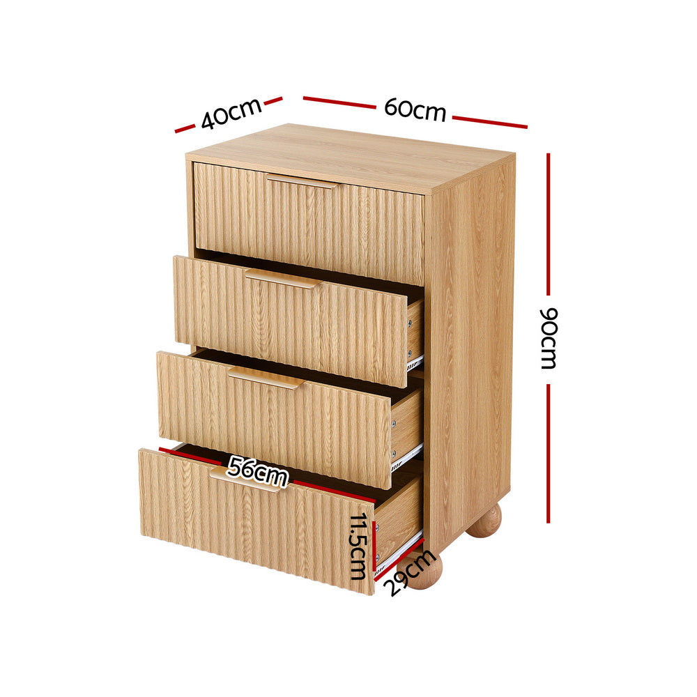 Dressers: Artiss 4 Chest of Drawers Dresser Tallboy Pine