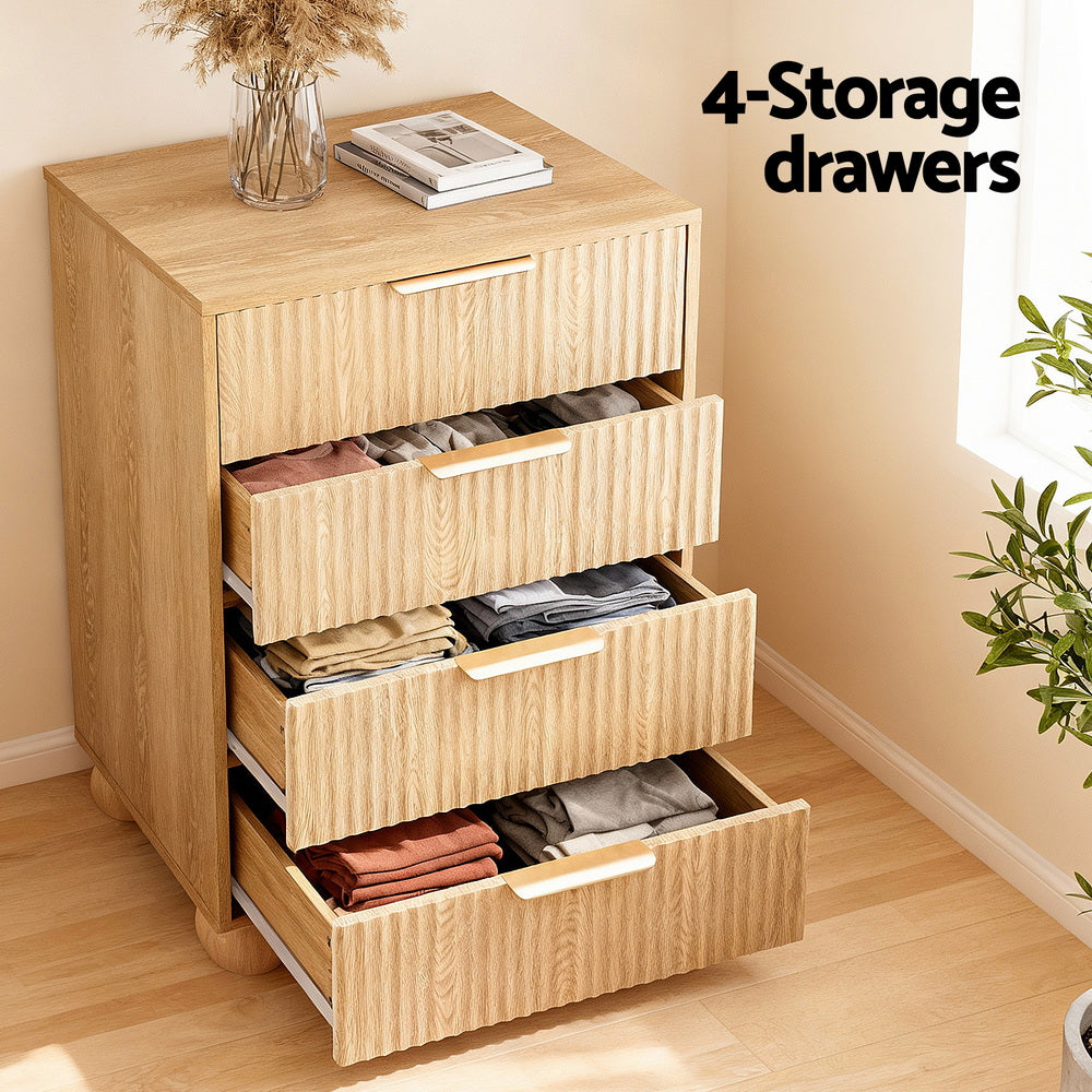 Dressers: Artiss 4 Chest of Drawers Dresser Tallboy Pine