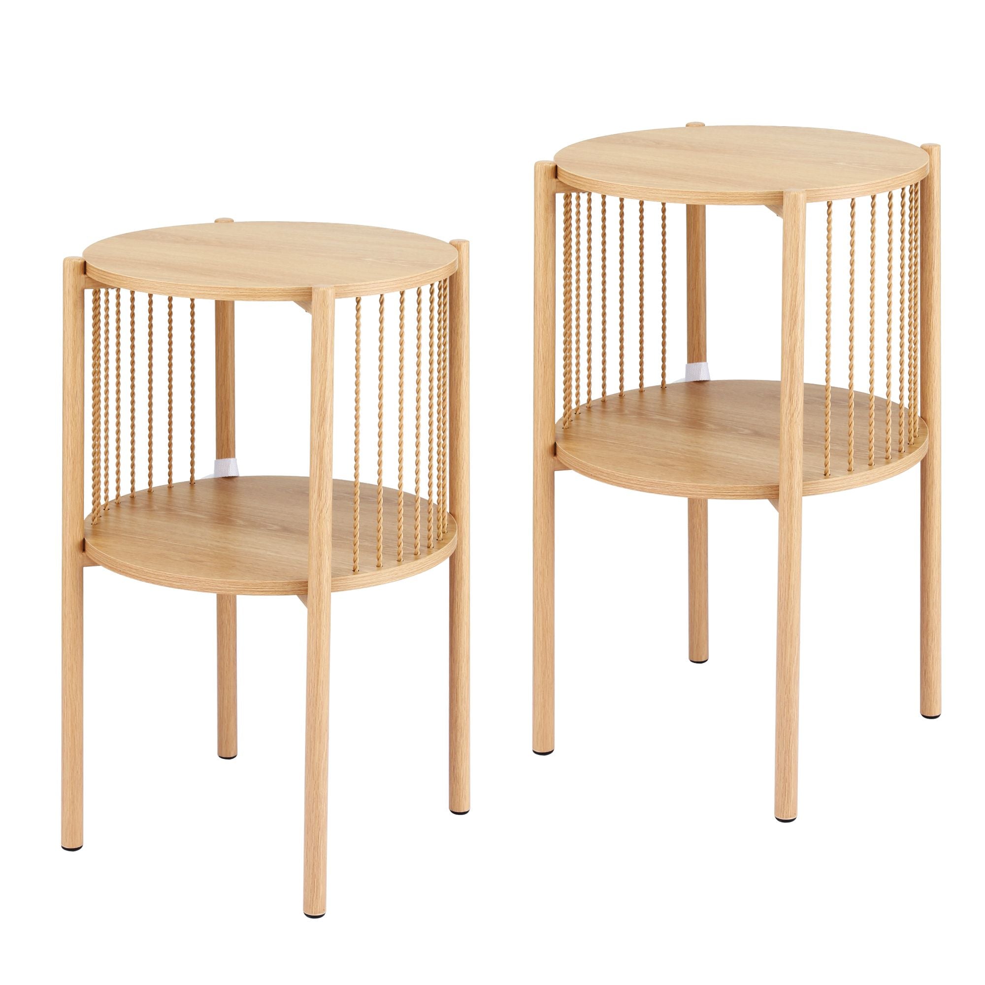 Artiss Set of 2 End Tables Coffee Table 2-Tier Round Wood