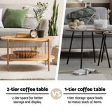 Artiss Coffee Table 2-Tier Round Wood