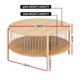 Artiss Coffee Table 2-Tier Round Wood