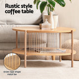 Artiss Coffee Table 2-Tier Round Wood