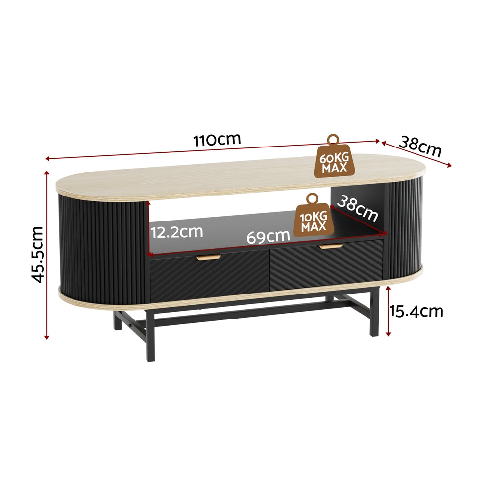 Coffee Tables: Artiss Coffee Table Drawer Shelf Wood&Black