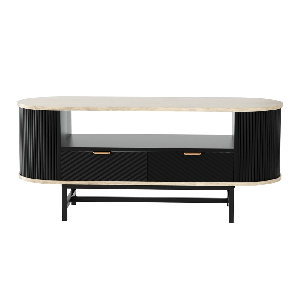 Coffee Tables: Artiss Coffee Table Drawer Shelf Wood&Black