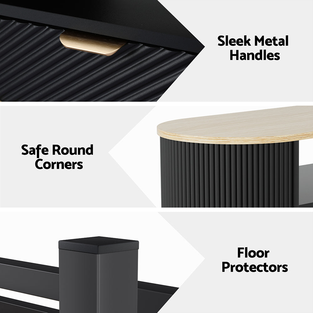 Coffee Tables: Artiss Coffee Table Drawer Shelf Wood&Black