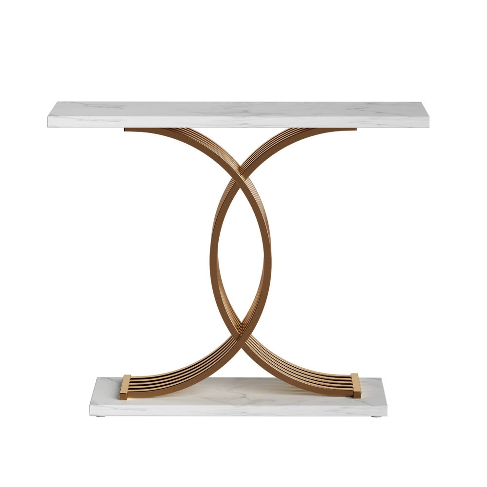 Side Tables: Artiss Console Table Marble Effect White&Gold