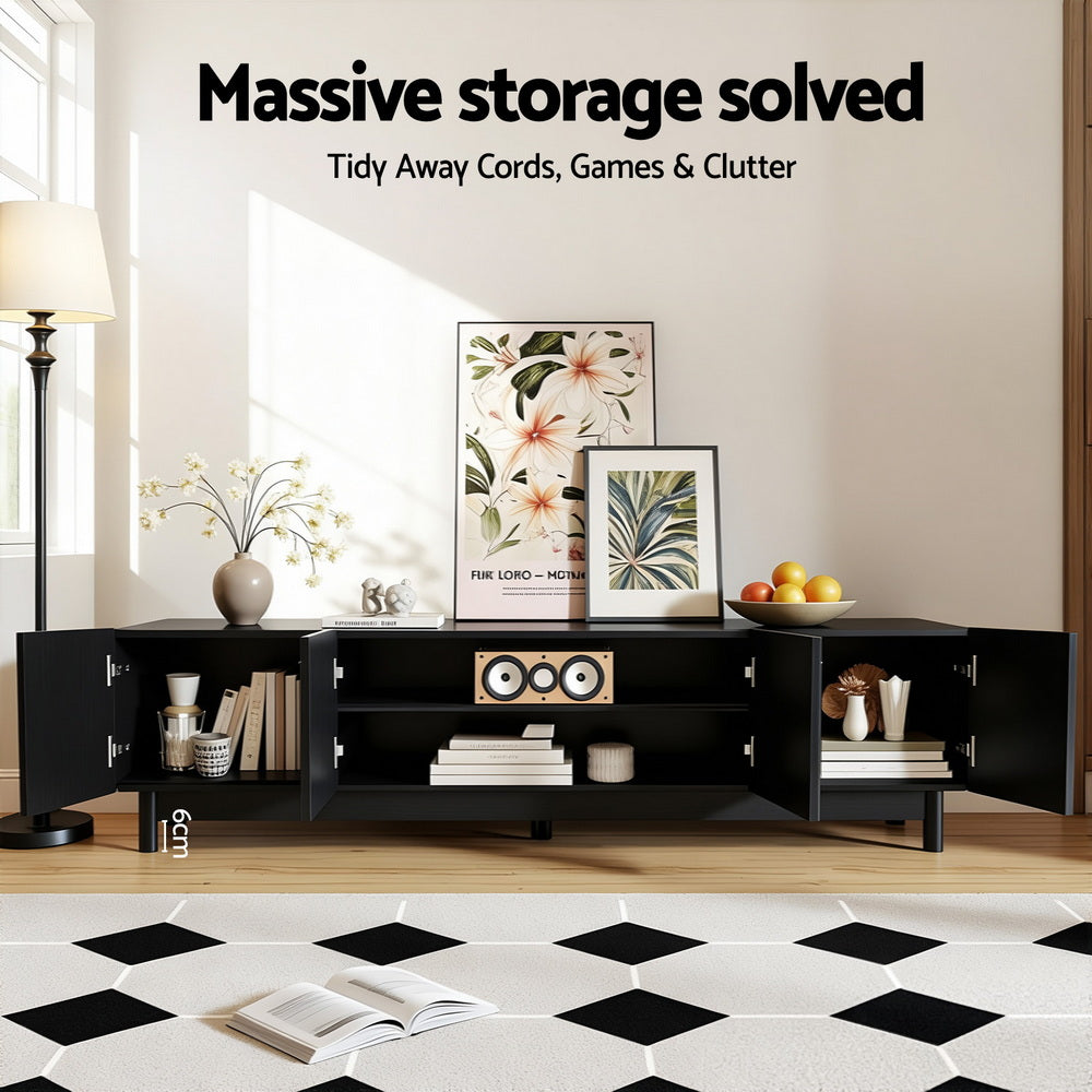 TV Units: Artiss TV Unit Entertainment Unit Storage Cabinet 180cm Black