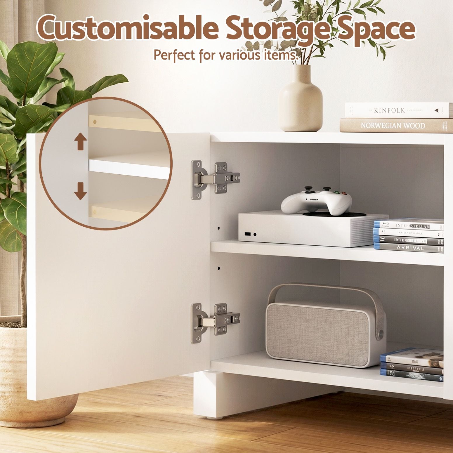 Artiss TV Unit Entertainment Unit Storage Cabinet Adjustable Shelf 180cm White