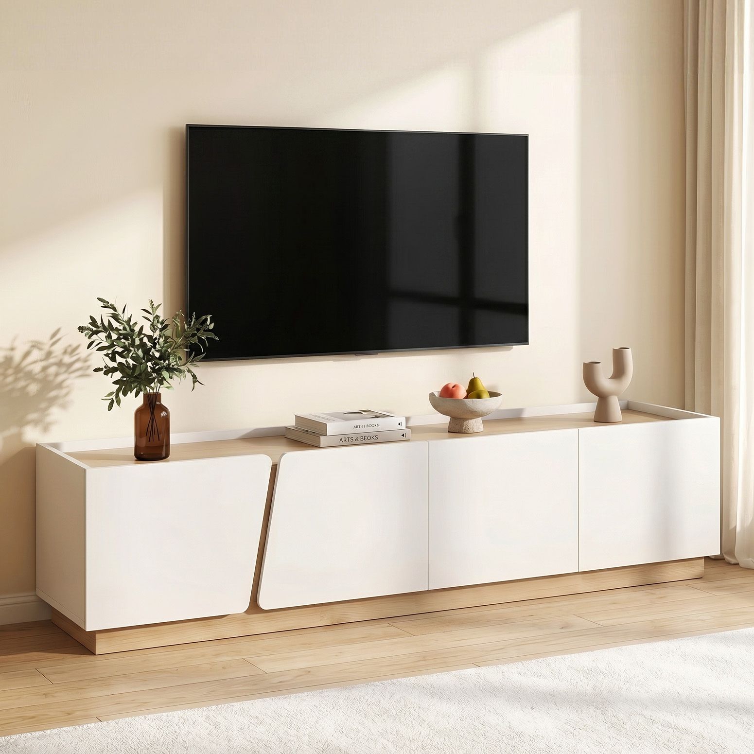 Artiss 180cm TV Unit Storage Cabinet Living Room White & Pine