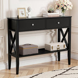 Side Tables: Artiss Console Table 2 Drawers 100CM Black