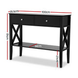 Side Tables: Artiss Console Table 2 Drawers 100CM Black
