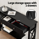 Side Tables: Artiss Console Table 2 Drawers 100CM Black