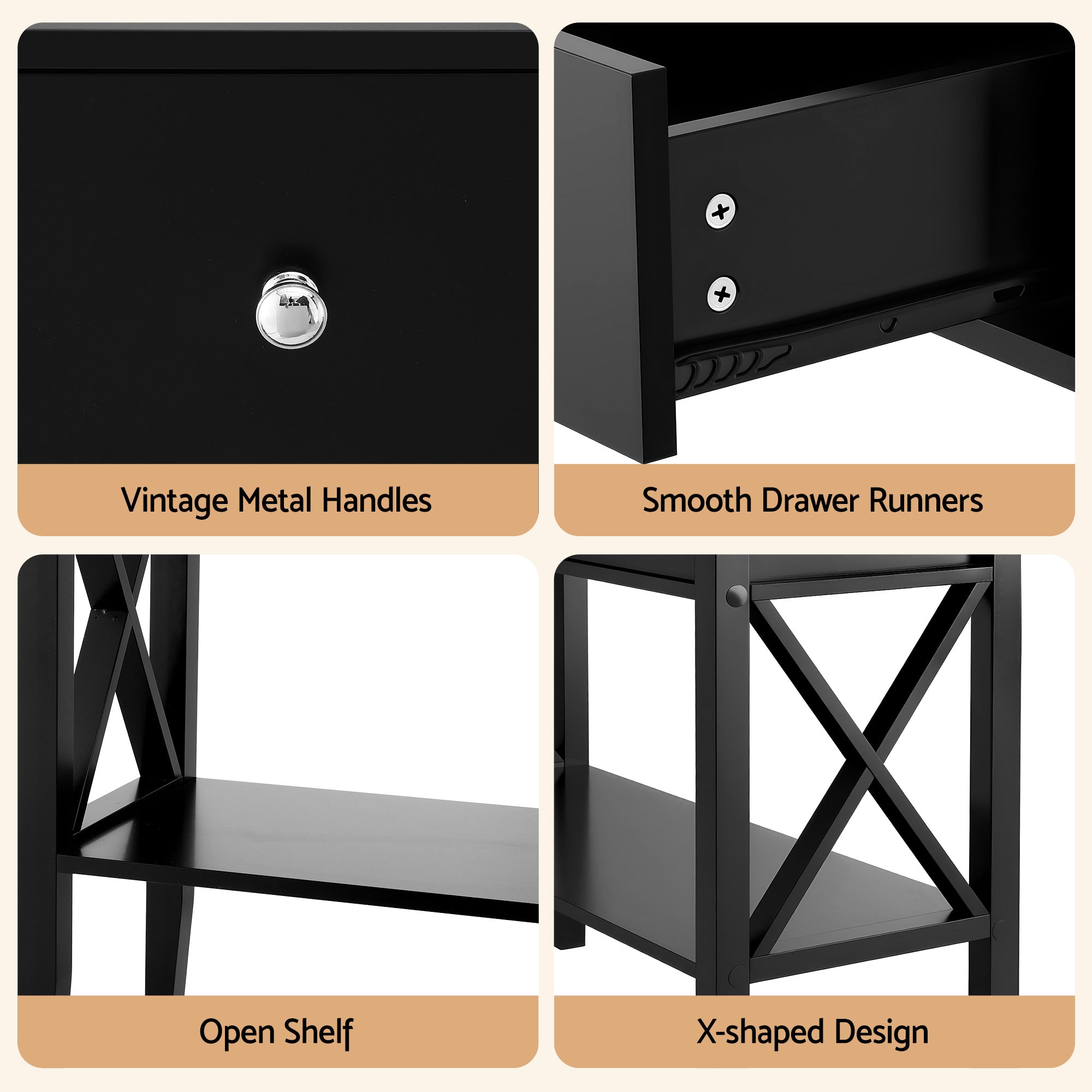 Side Tables: Artiss Console Table 2 Drawers 100CM Black