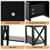 Side Tables: Artiss Console Table 2 Drawers 100CM Black