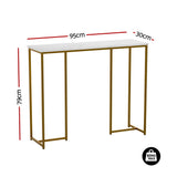 Side Tables: Artiss Console Table Marble Effect White&Gold