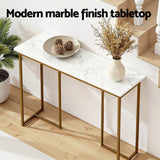 Side Tables: Artiss Console Table Marble Effect White&Gold